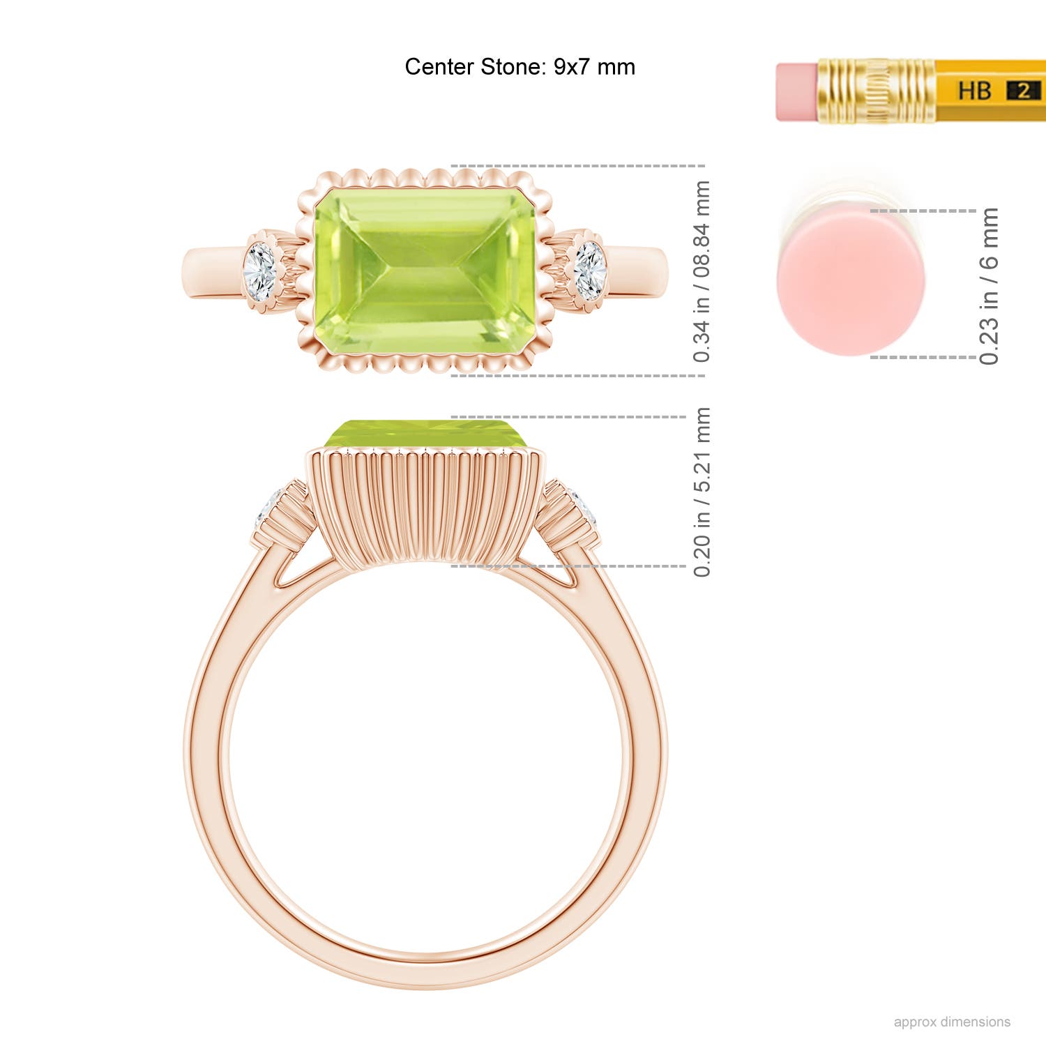 A - Peridot / 2.49 CT / 14 KT Rose Gold