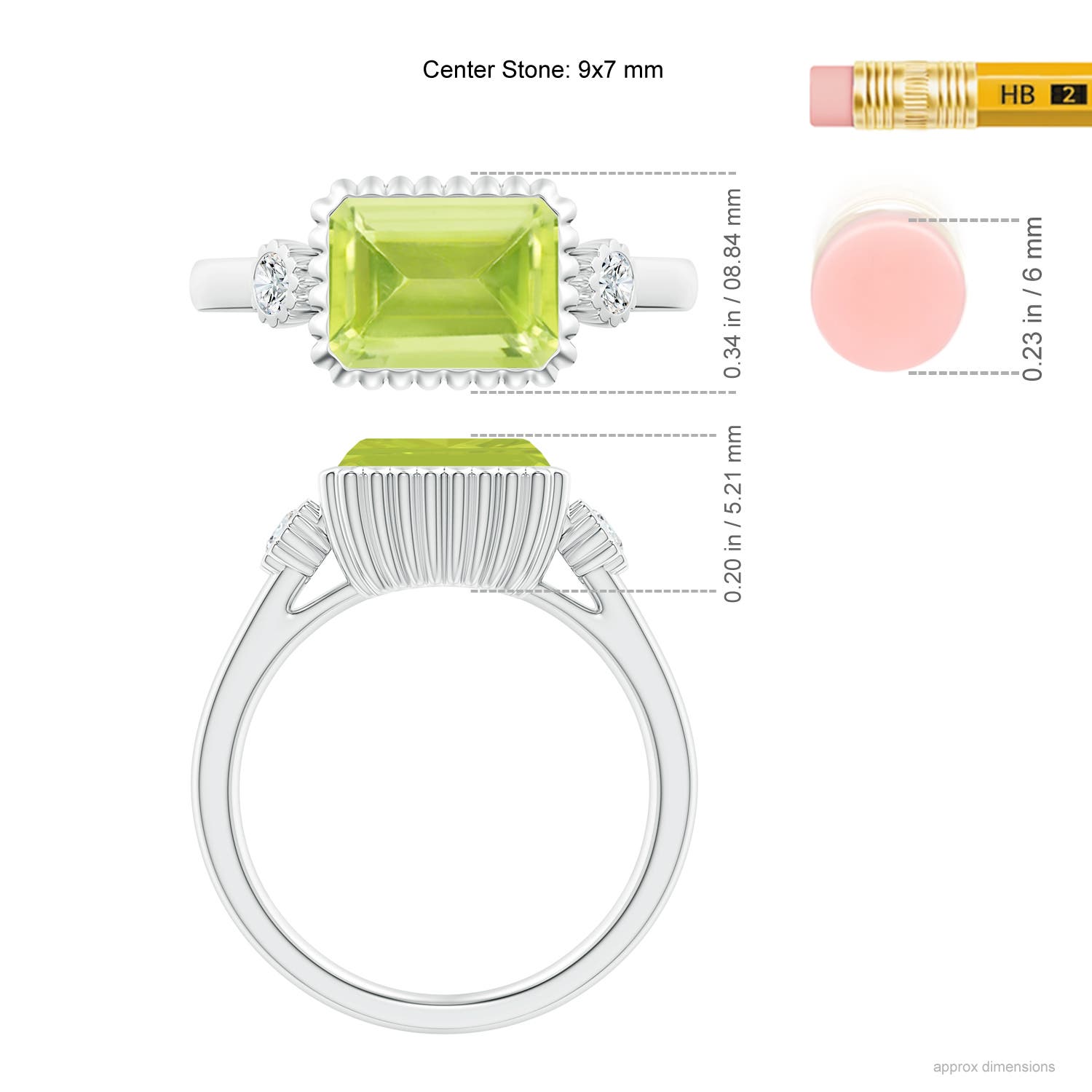 A - Peridot / 2.49 CT / 14 KT White Gold