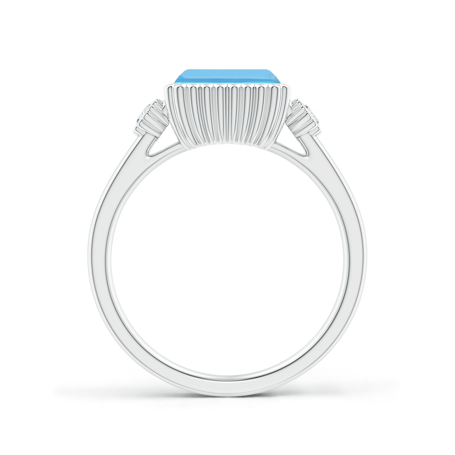 8x6mm A East-West Emerald-Cut Swiss Blue Topaz Ring with Diamonds in White Gold side-1