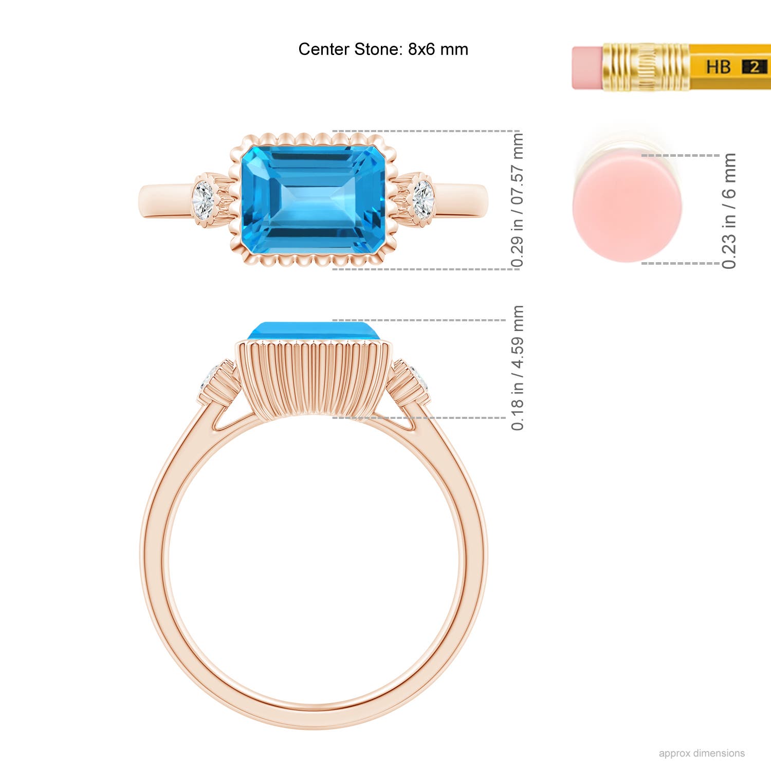 AAA - Swiss Blue Topaz / 2.04 CT / 14 KT Rose Gold