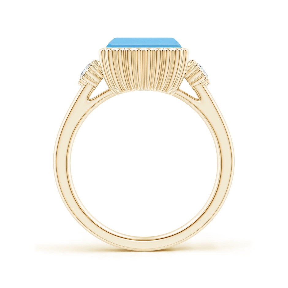 9x7mm A East-West Emerald-Cut Swiss Blue Topaz Ring with Diamonds in Yellow Gold side-1