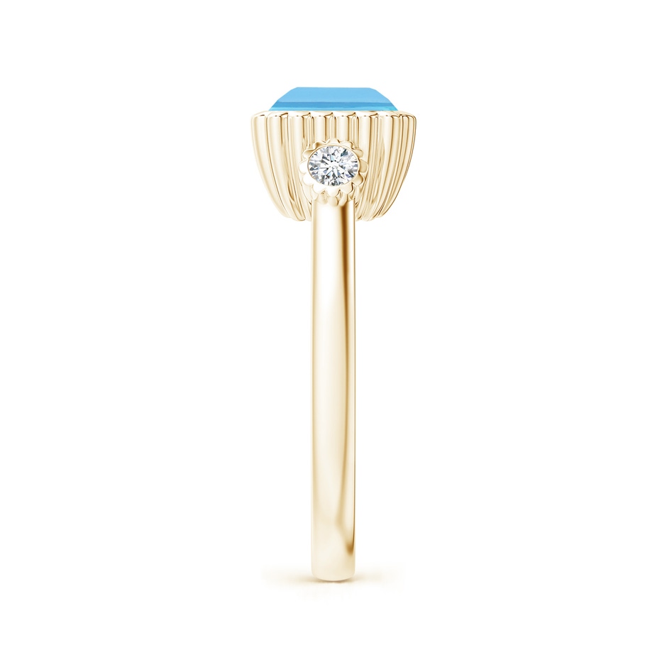 9x7mm A East-West Emerald-Cut Swiss Blue Topaz Ring with Diamonds in Yellow Gold side-2