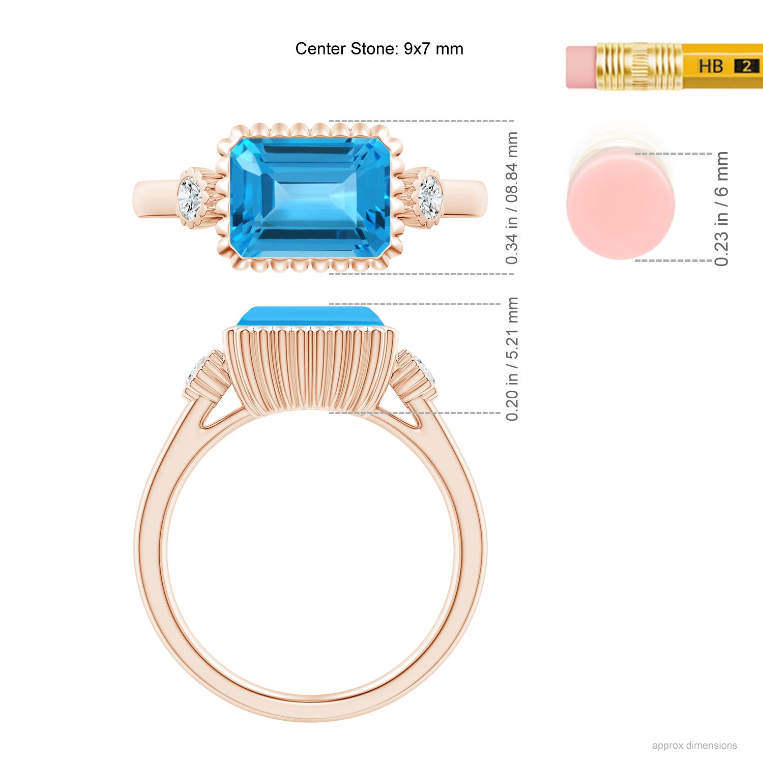 AAA - Swiss Blue Topaz / 2.89 CT / 14 KT Rose Gold