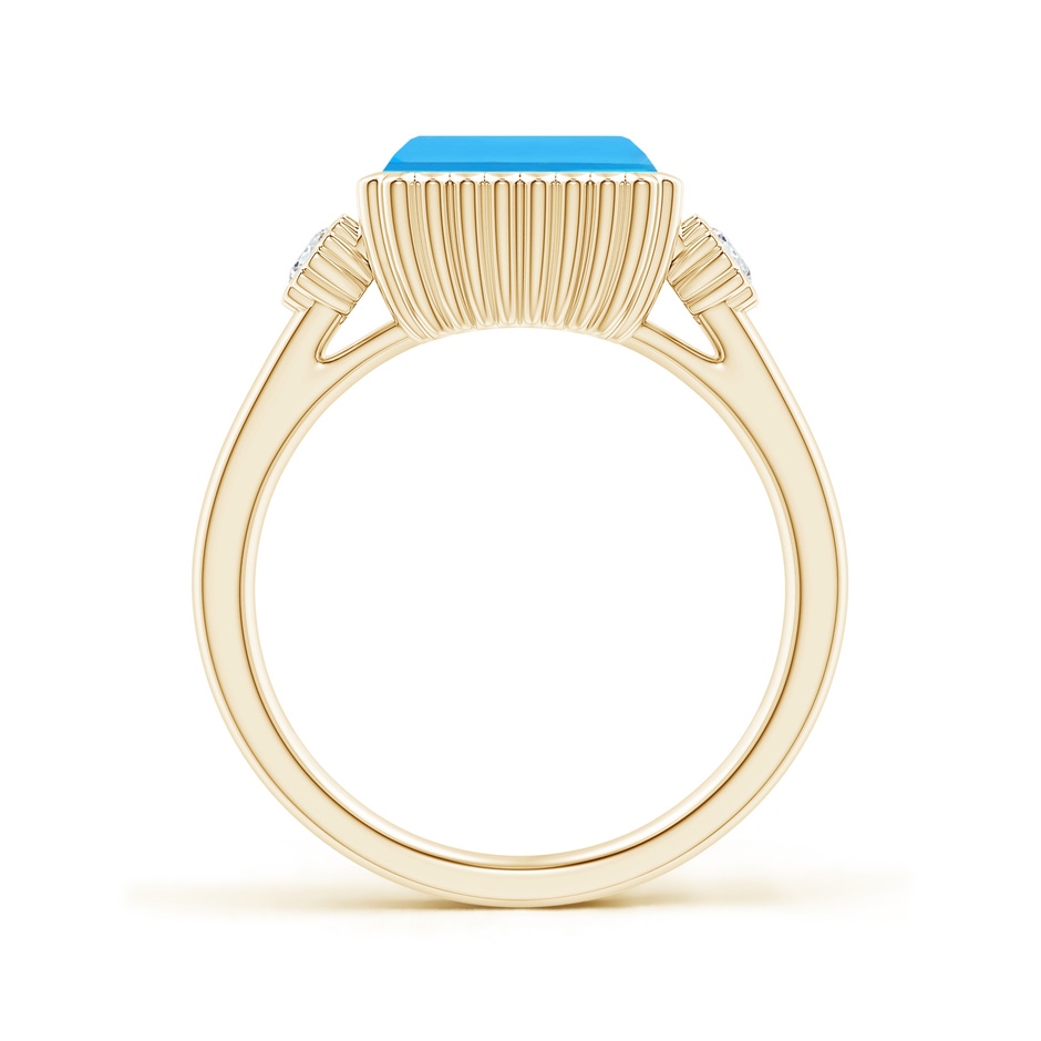 9x7mm AAA East-West Emerald-Cut Swiss Blue Topaz Ring with Diamonds in Yellow Gold side-1