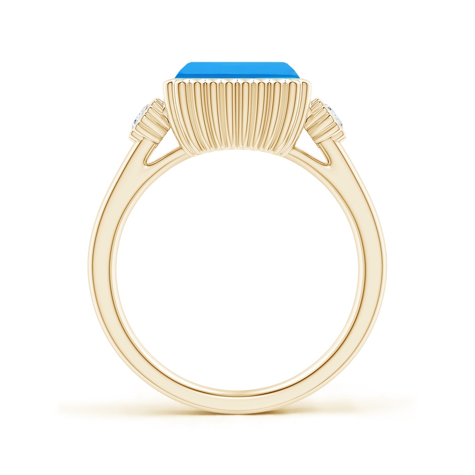 9x7mm AAAA East-West Emerald-Cut Swiss Blue Topaz Ring with Diamonds in Yellow Gold side-1