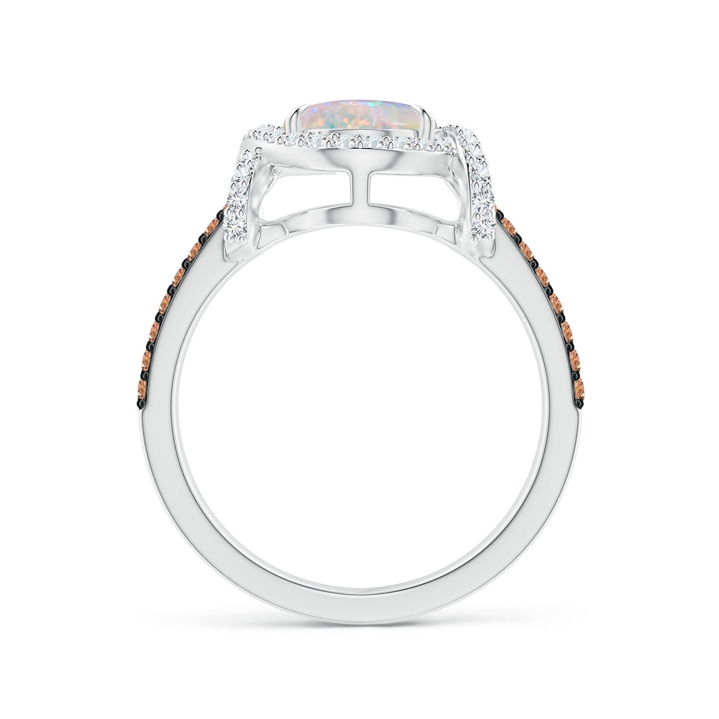 10x8mm AAAA Oval Opal Split Shank Cocktail Ring with Coffee Diamonds in P950 Platinum Side 1