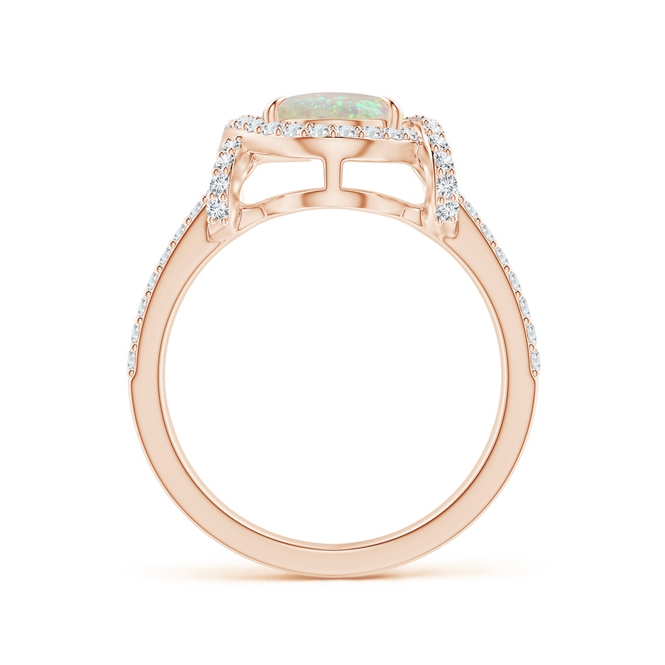 10x8mm AAA Oval Opal Split Shank Cocktail Ring with Diamonds in Rose Gold side 1