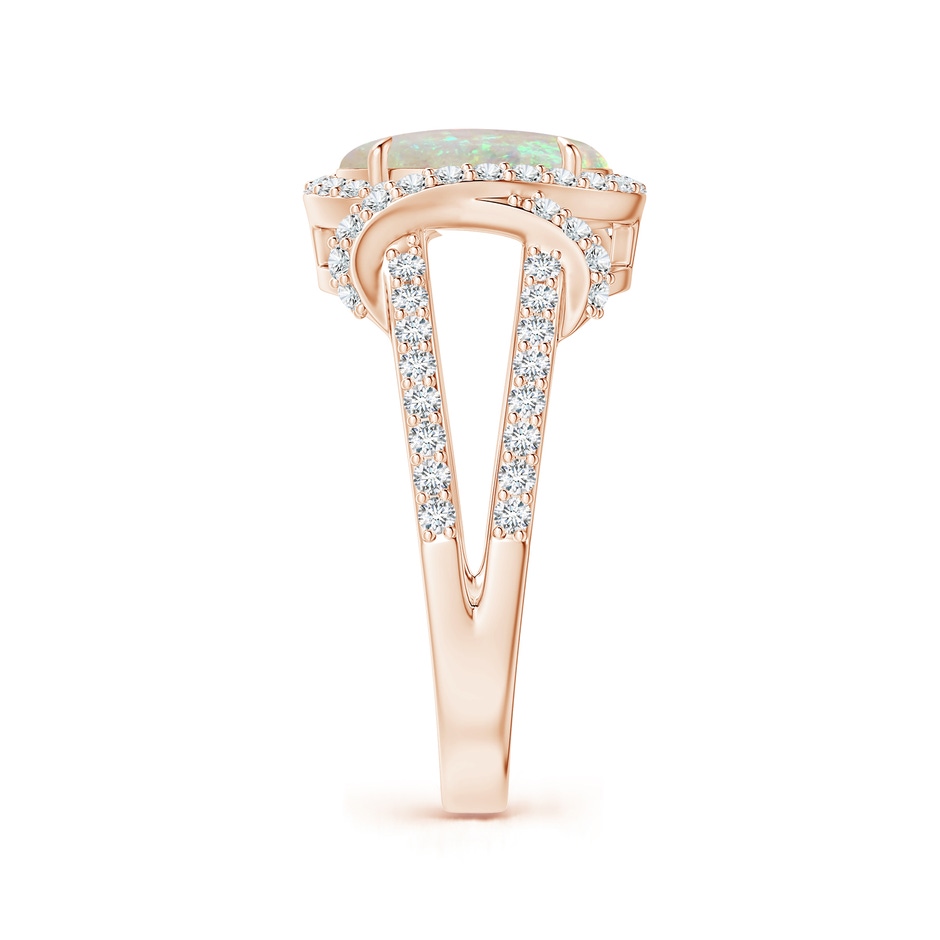 10x8mm AAA Oval Opal Split Shank Cocktail Ring with Diamonds in Rose Gold side 2
