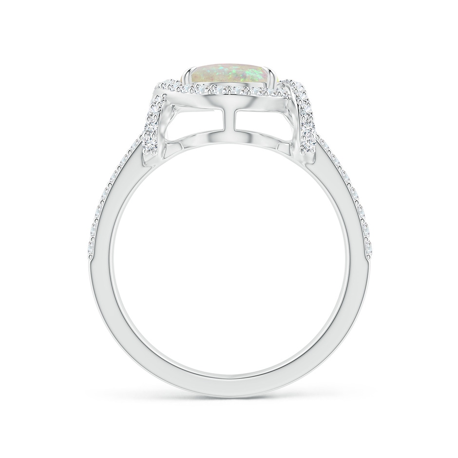 10x8mm AAA Oval Opal Split Shank Cocktail Ring with Diamonds in White Gold side 1