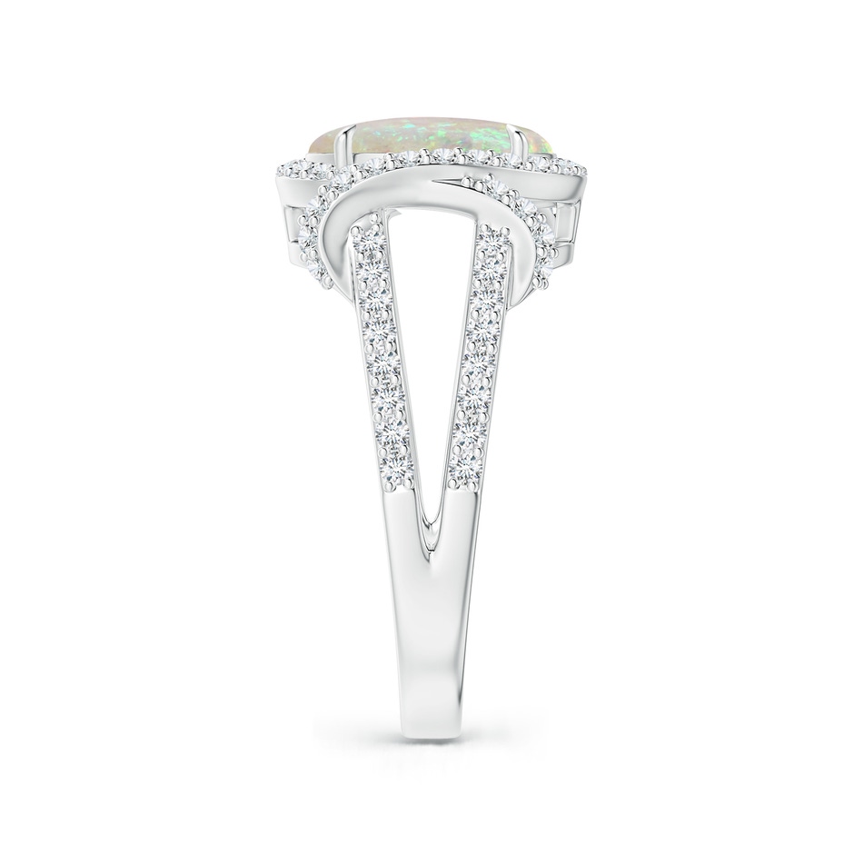 10x8mm AAA Oval Opal Split Shank Cocktail Ring with Diamonds in White Gold side 2
