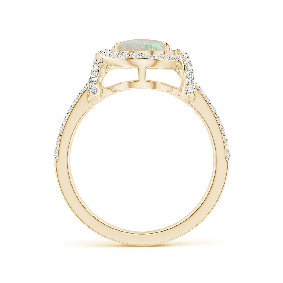 10x8mm AAA Oval Opal Split Shank Cocktail Ring with Diamonds in Yellow Gold side 1