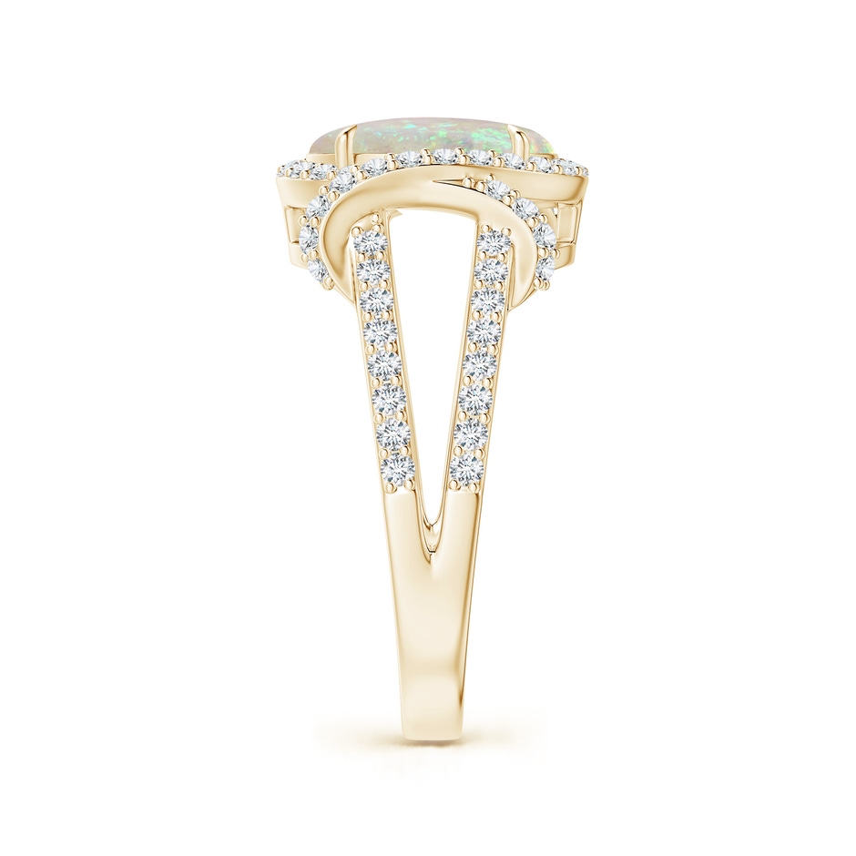 10x8mm AAA Oval Opal Split Shank Cocktail Ring with Diamonds in Yellow Gold side 2