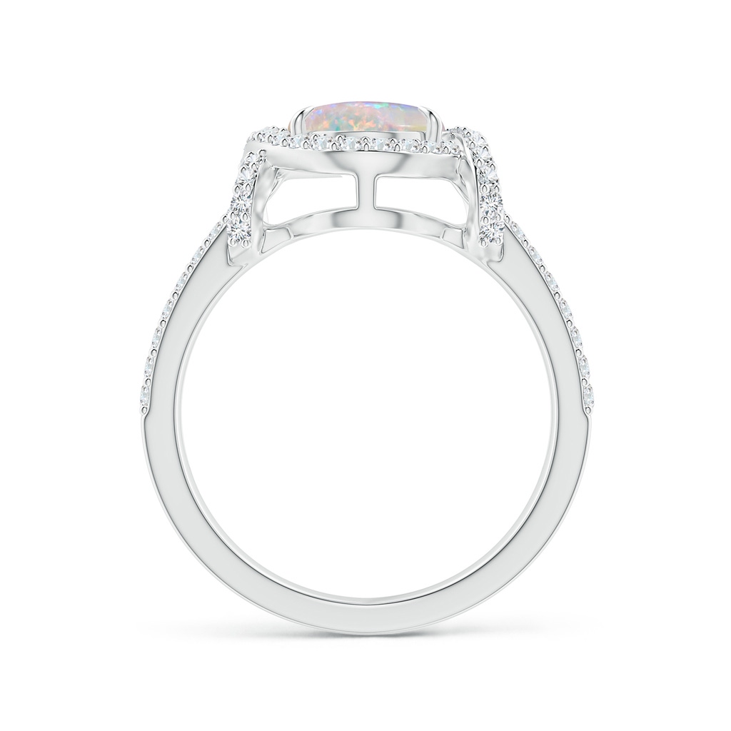10x8mm AAAA Oval Opal Split Shank Cocktail Ring with Diamonds in P950 Platinum Side 1