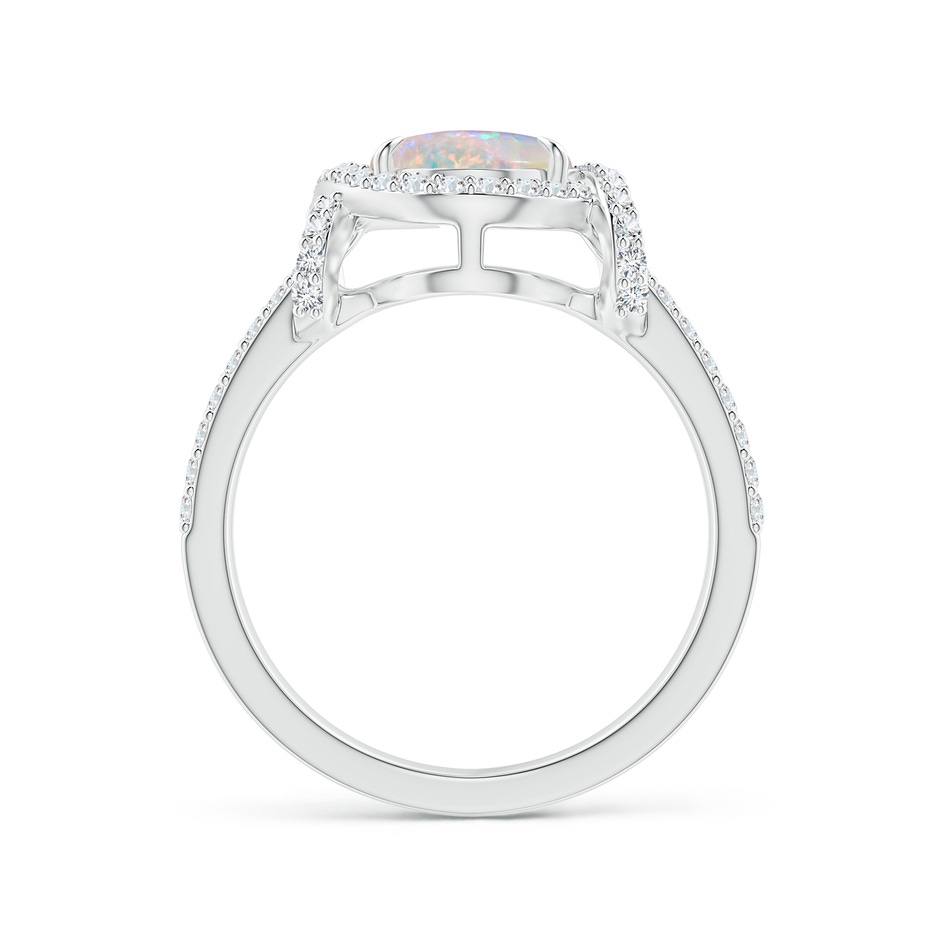 10x8mm AAAA Oval Opal Split Shank Cocktail Ring with Diamonds in White Gold side 1