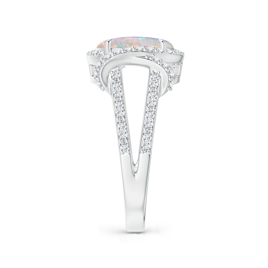10x8mm AAAA Oval Opal Split Shank Cocktail Ring with Diamonds in White Gold side 2