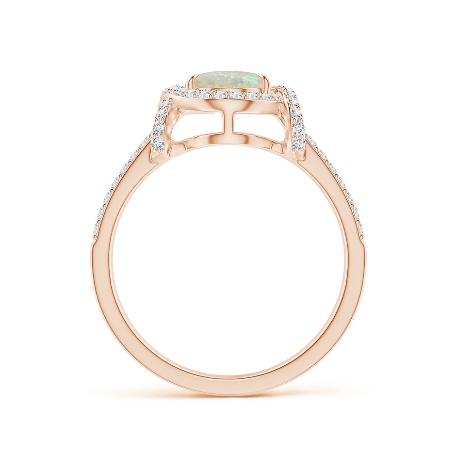 9x7mm AAA Oval Opal Split Shank Cocktail Ring with Diamonds in Rose Gold side 1