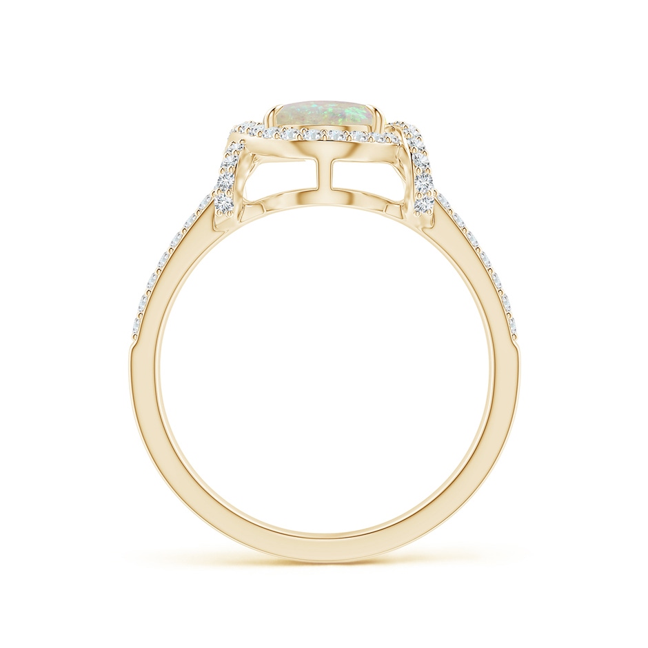 9x7mm AAA Oval Opal Split Shank Cocktail Ring with Diamonds in Yellow Gold side 1