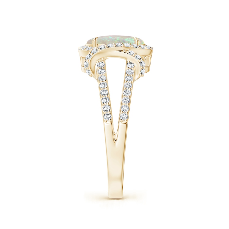 9x7mm AAA Oval Opal Split Shank Cocktail Ring with Diamonds in Yellow Gold side 2