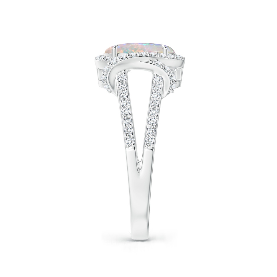 9x7mm AAAA Oval Opal Split Shank Cocktail Ring with Diamonds in P950 Platinum side 2