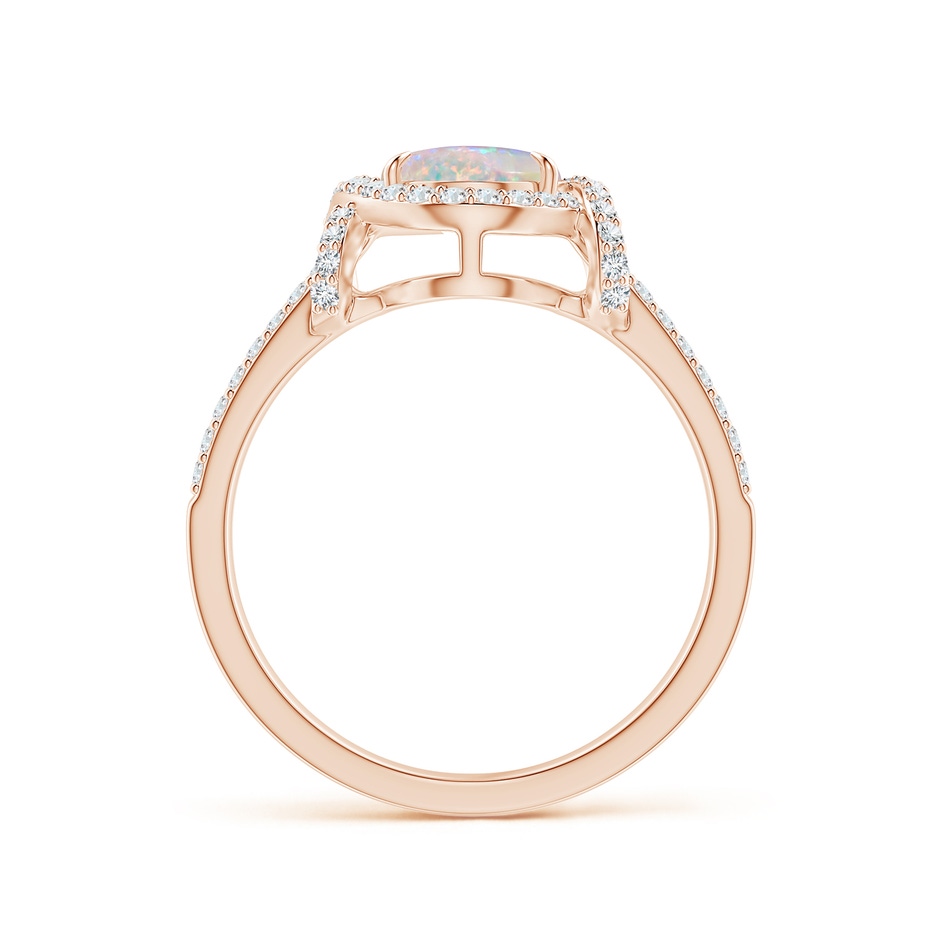 9x7mm AAAA Oval Opal Split Shank Cocktail Ring with Diamonds in Rose Gold side 1