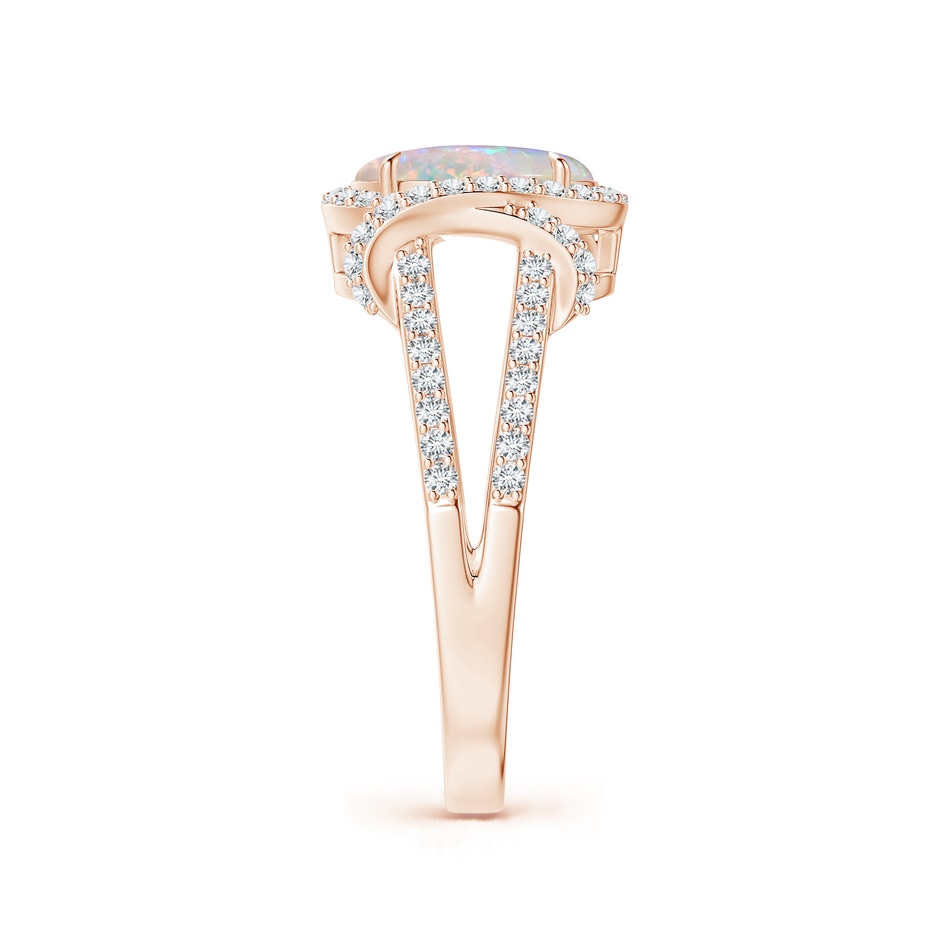 9x7mm AAAA Oval Opal Split Shank Cocktail Ring with Diamonds in Rose Gold side 2