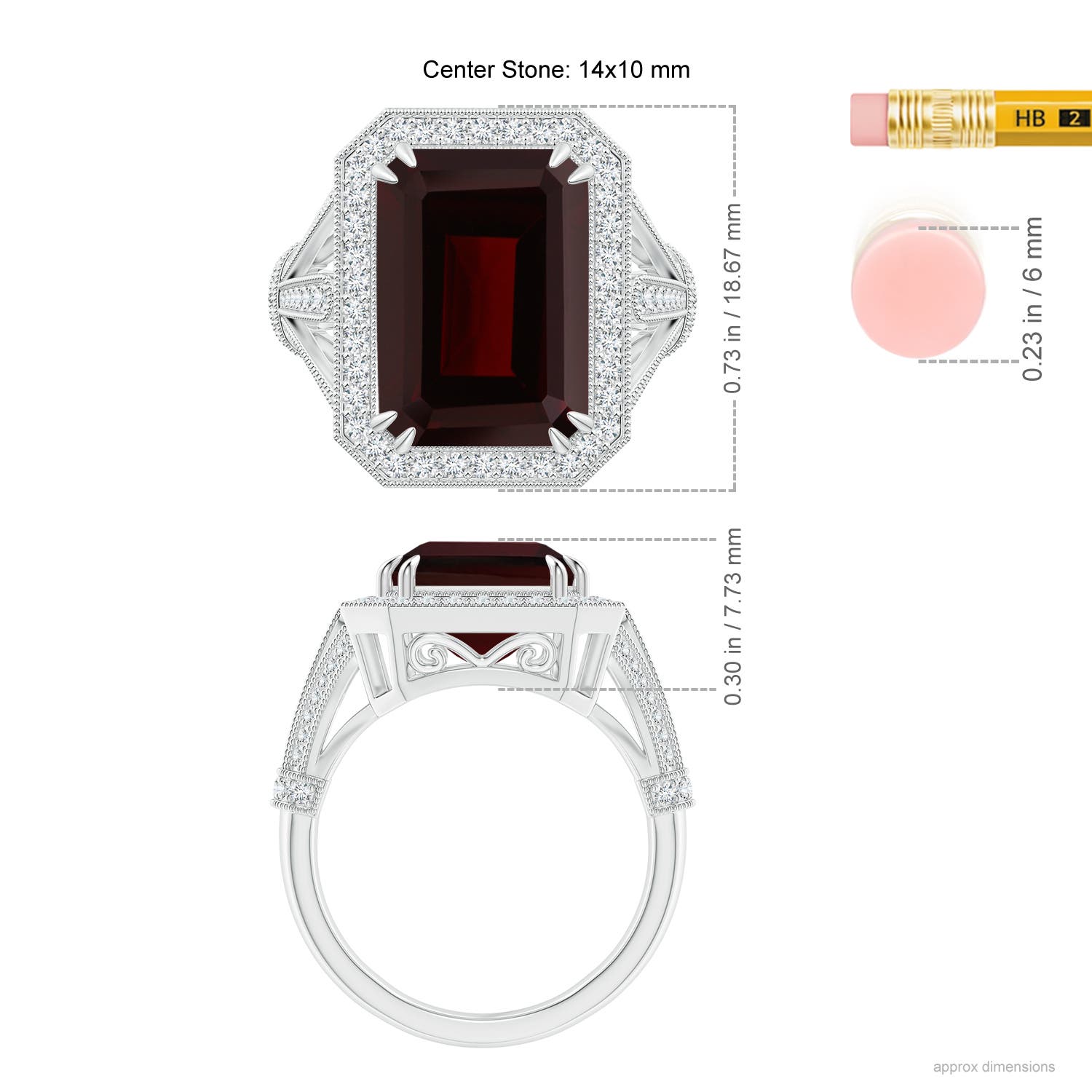 A - Garnet / 9.08 CT / 14 KT White Gold