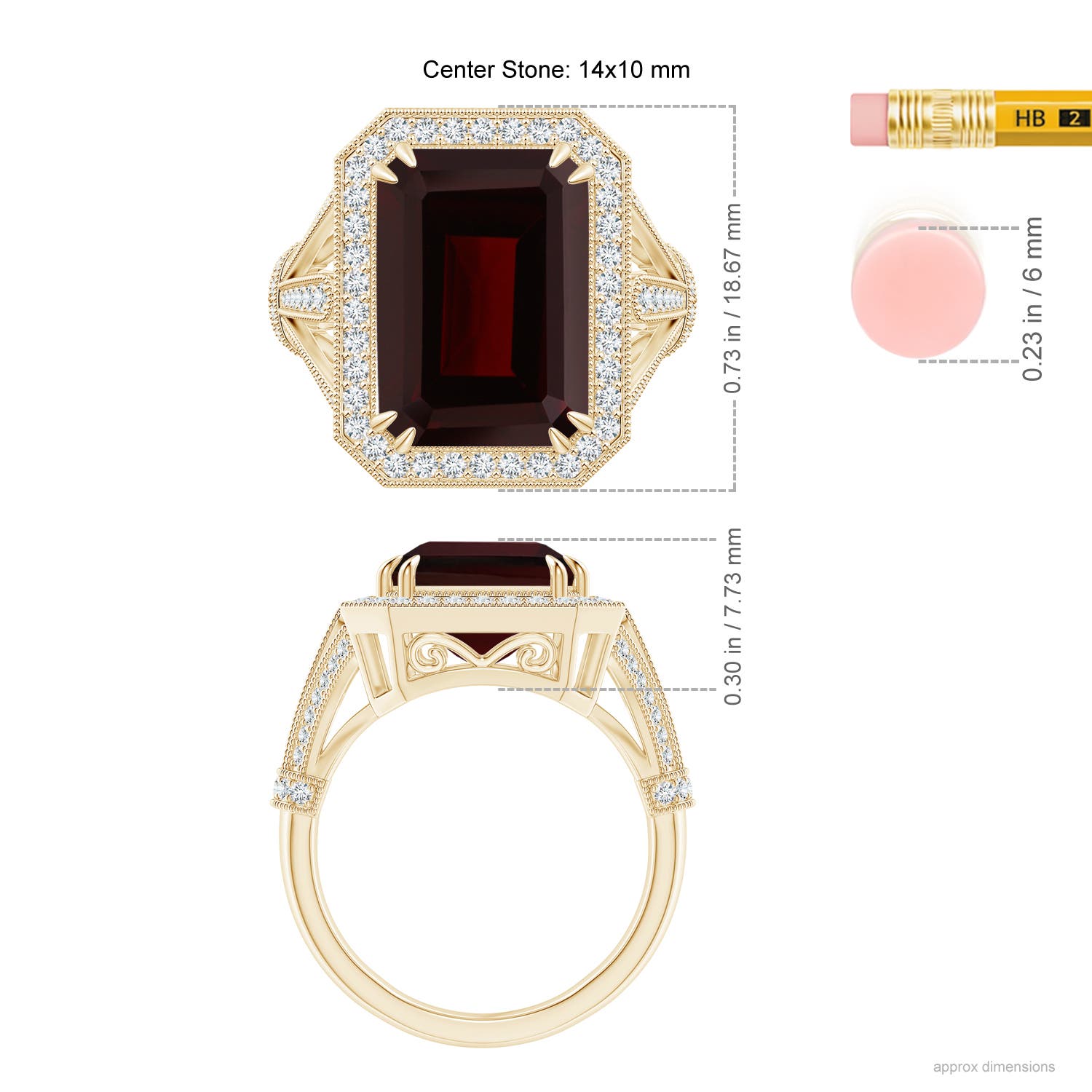 A - Garnet / 9.08 CT / 14 KT Yellow Gold