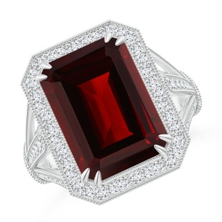 14x10mm AA Vintage Style Emerald-Cut Garnet Cocktail Halo Ring in P950 Platinum