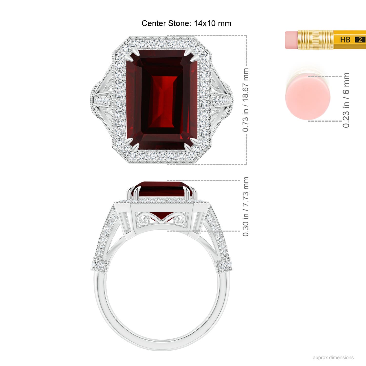 AA - Garnet / 9.08 CT / 14 KT White Gold