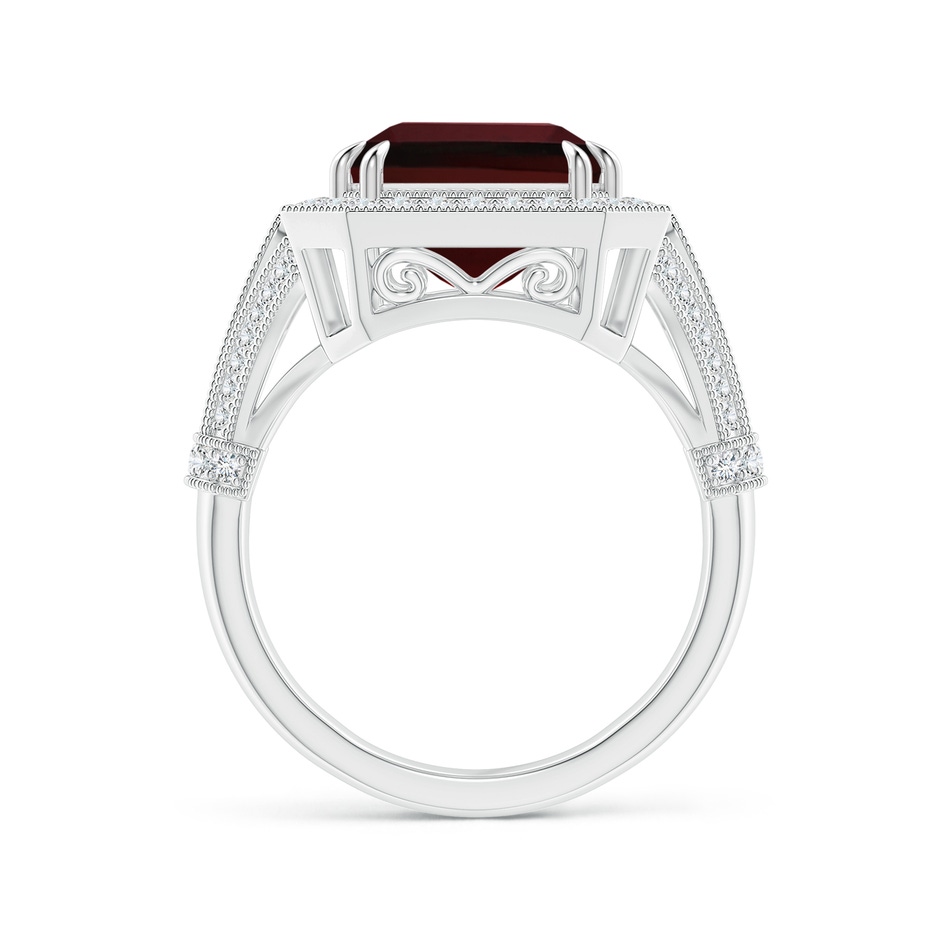 14x10mm AAA Vintage Style Emerald-Cut Garnet Cocktail Halo Ring in White Gold side 1