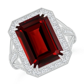 14x10mm AAAA Vintage Style Emerald-Cut Garnet Cocktail Halo Ring in P950 Platinum