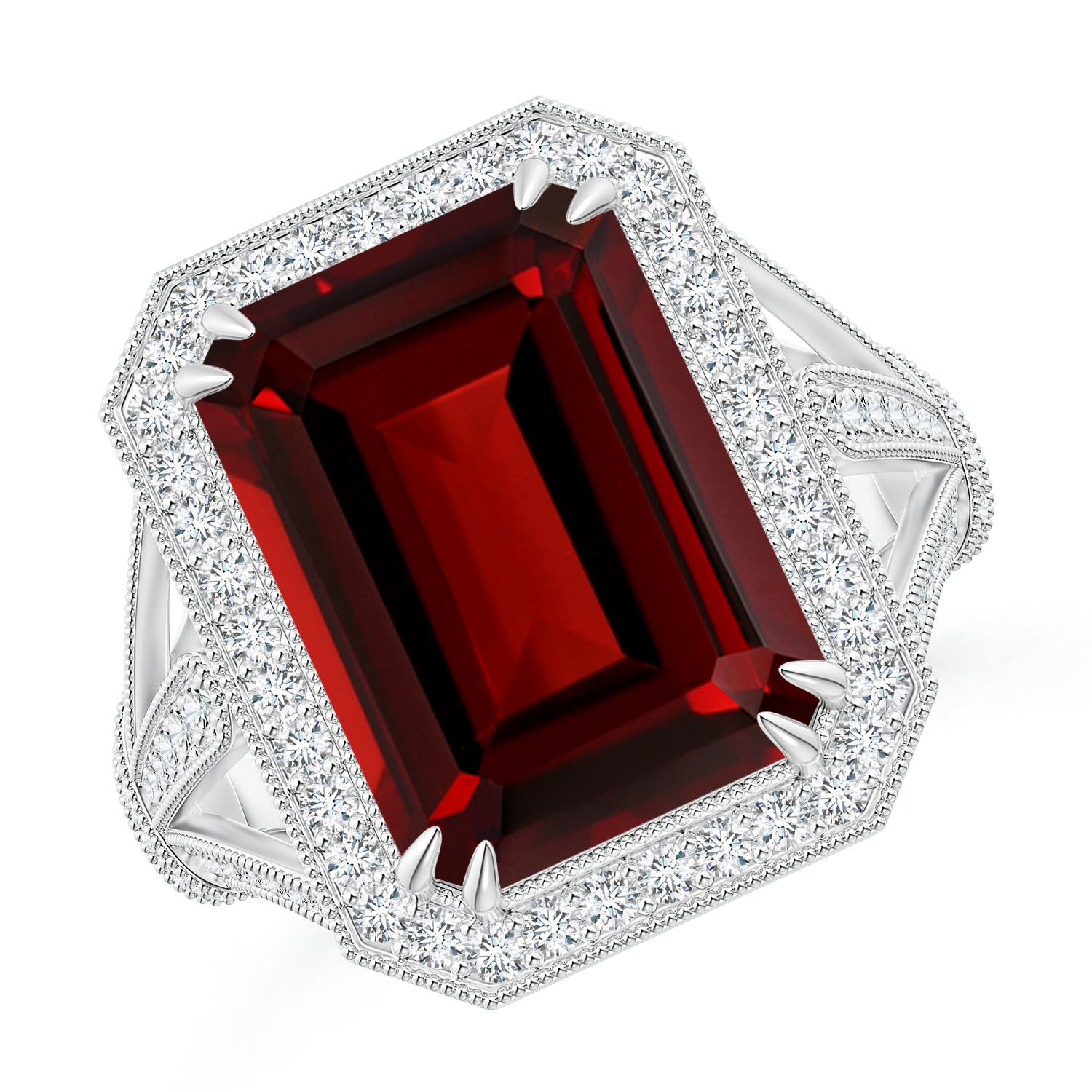 AAAA - Garnet / 9.08 CT / 14 KT White Gold