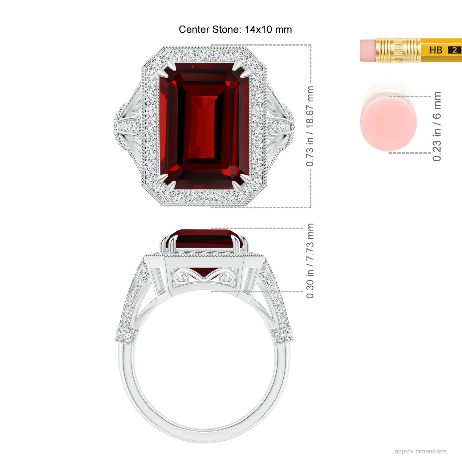 AAAA - Garnet / 9.08 CT / 14 KT White Gold