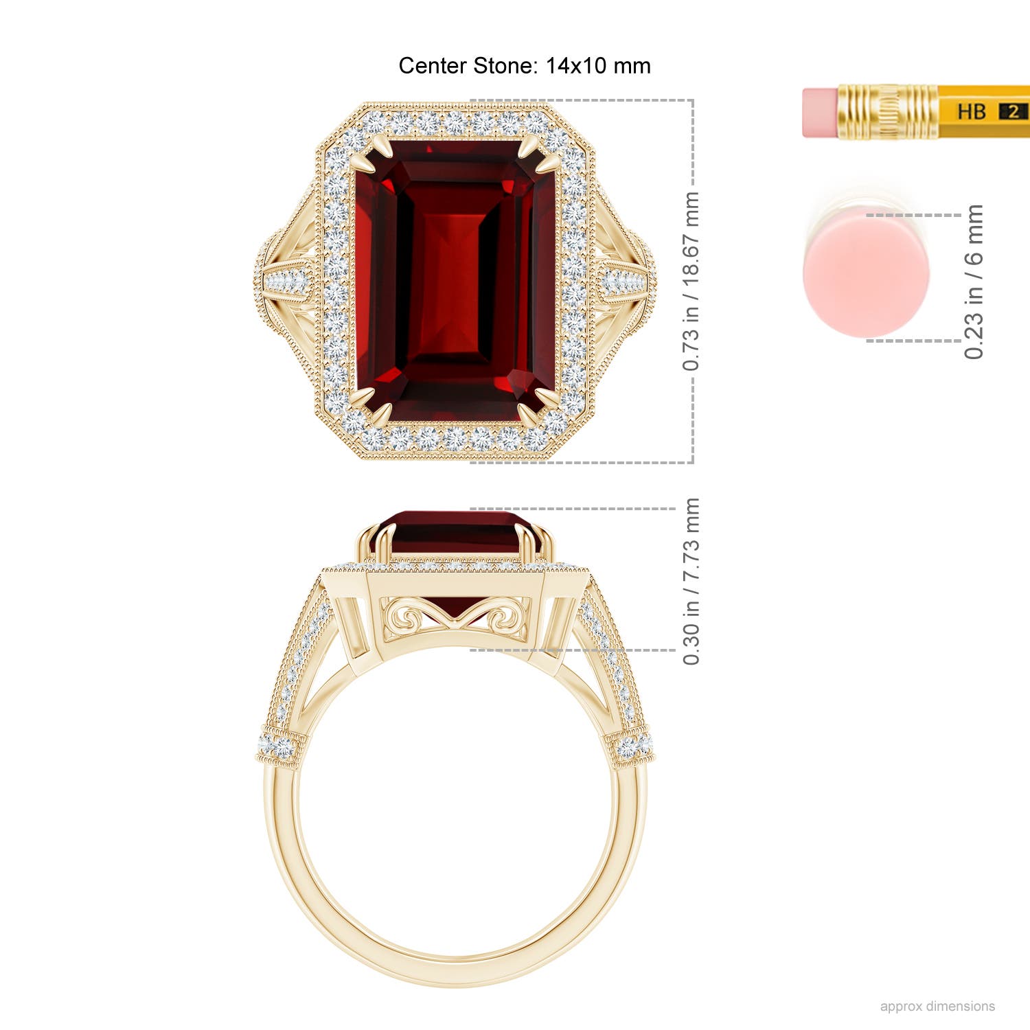 AAAA - Garnet / 9.08 CT / 14 KT Yellow Gold