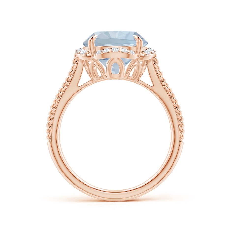 10mm A Round Aquamarine Rope Pattern Split Shank Cocktail Ring in Rose Gold side 1