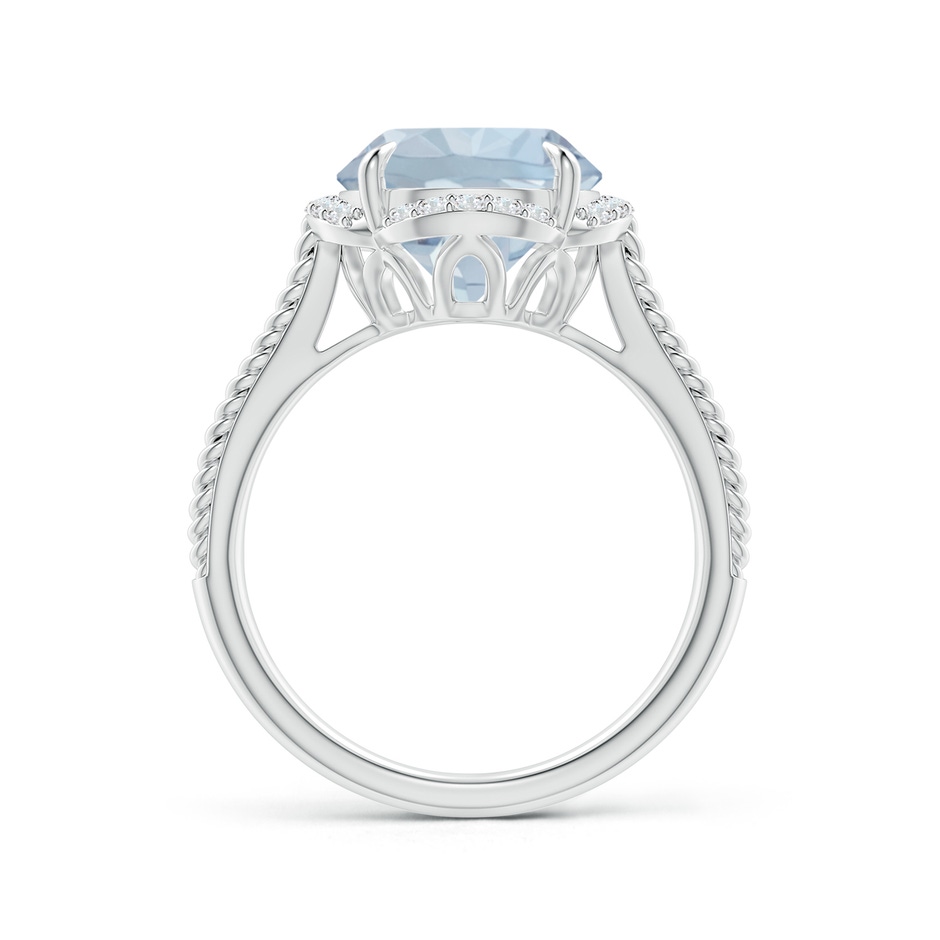 10mm A Round Aquamarine Rope Pattern Split Shank Cocktail Ring in White Gold side 1