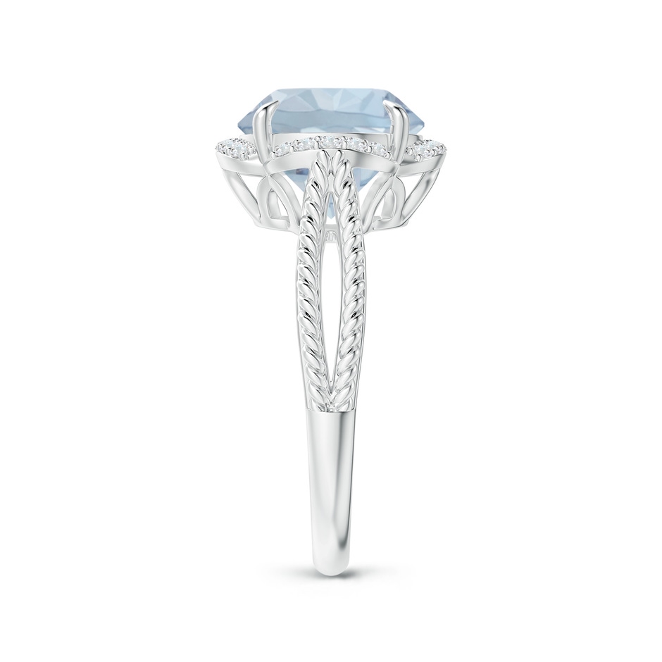 10mm A Round Aquamarine Rope Pattern Split Shank Cocktail Ring in White Gold side 2