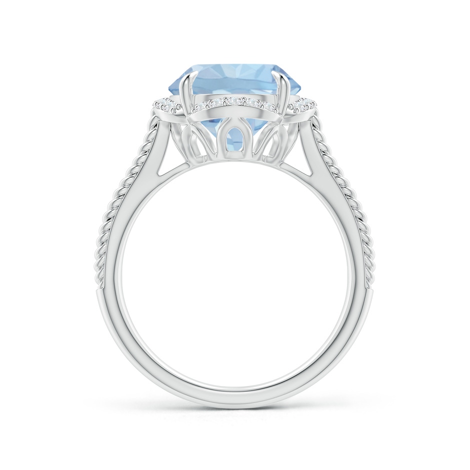 10mm AA Round Aquamarine Rope Pattern Split Shank Cocktail Ring in White Gold side 1
