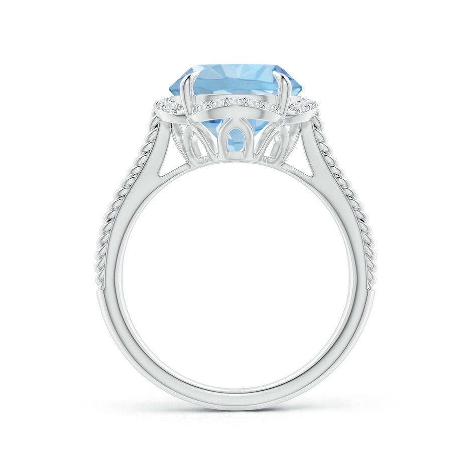 10mm AAA Round Aquamarine Rope Pattern Split Shank Cocktail Ring in White Gold side 1