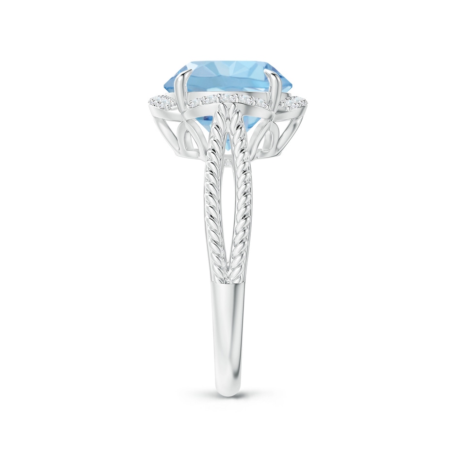 10mm AAA Round Aquamarine Rope Pattern Split Shank Cocktail Ring in White Gold side 2