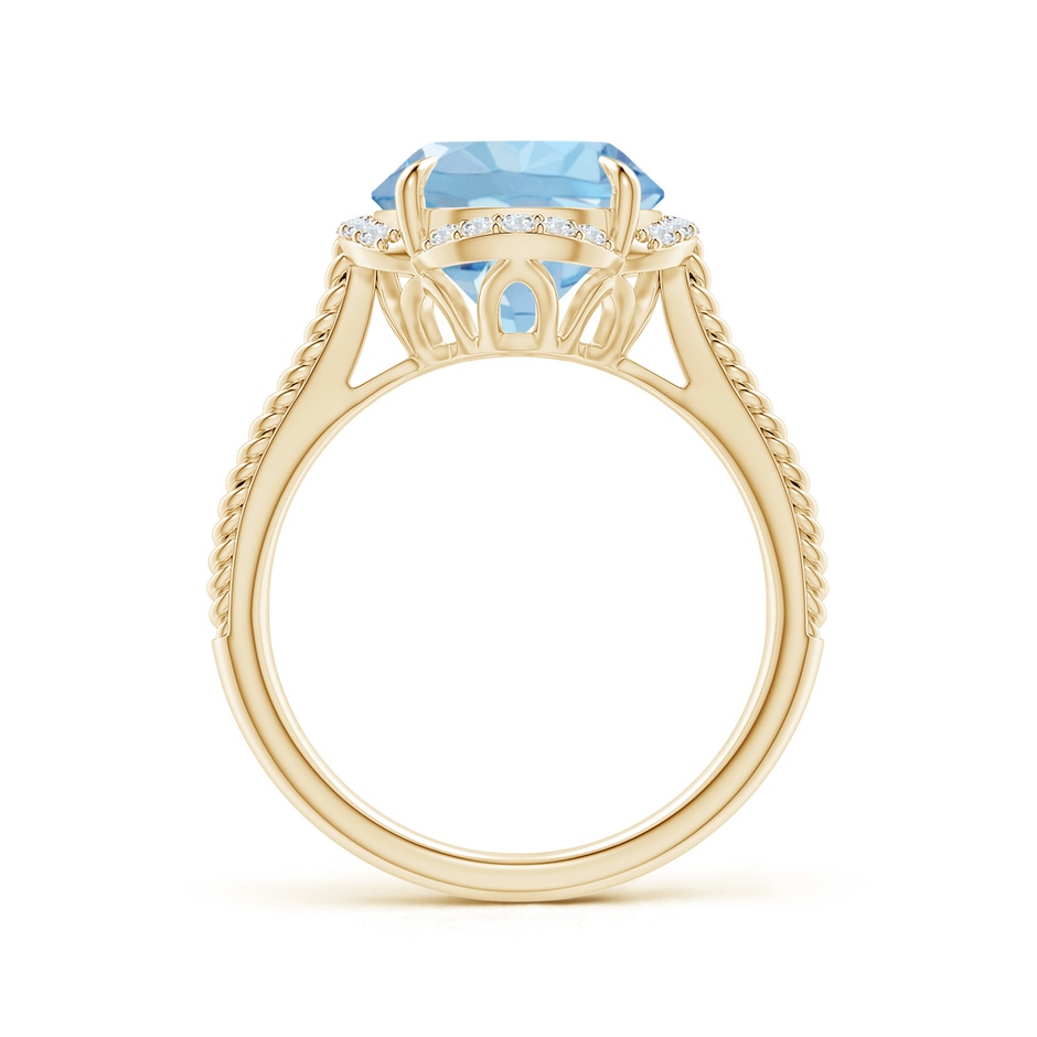 10mm AAA Round Aquamarine Rope Pattern Split Shank Cocktail Ring in Yellow Gold side 1