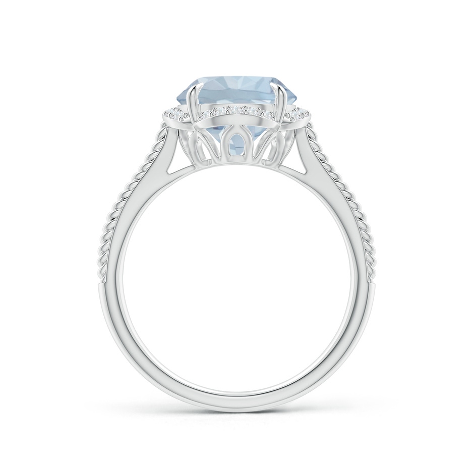 9mm A Round Aquamarine Rope Pattern Split Shank Cocktail Ring in White Gold side 1