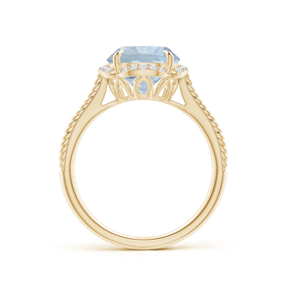 9mm A Round Aquamarine Rope Pattern Split Shank Cocktail Ring in Yellow Gold side 1