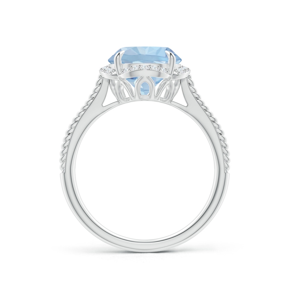 9mm AA Round Aquamarine Rope Pattern Split Shank Cocktail Ring in P950 Platinum side 1
