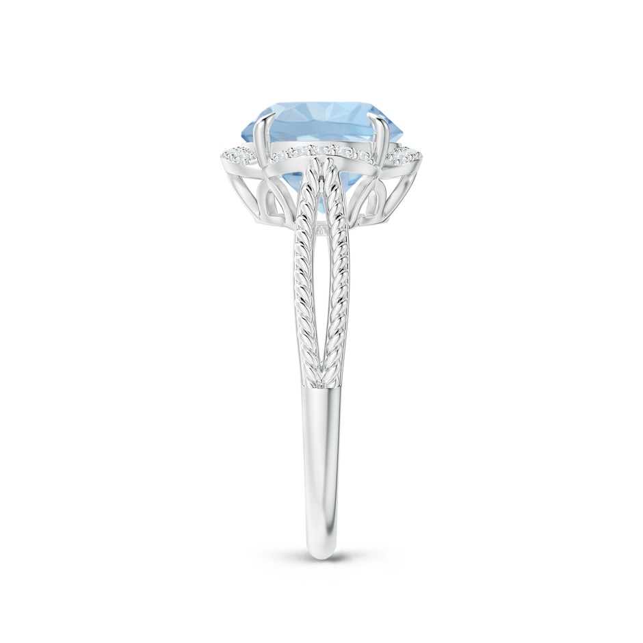 9mm AA Round Aquamarine Rope Pattern Split Shank Cocktail Ring in P950 Platinum side 2