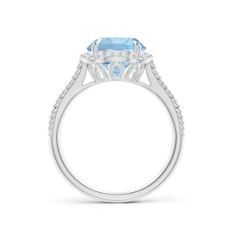 9mm AAA Round Aquamarine Rope Pattern Split Shank Cocktail Ring in P950 Platinum side 1