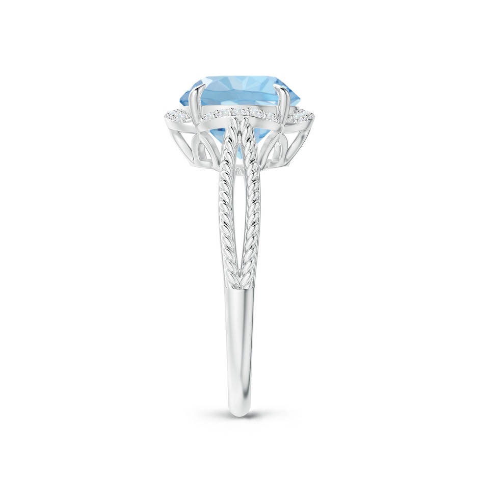 9mm AAA Round Aquamarine Rope Pattern Split Shank Cocktail Ring in P950 Platinum side 2