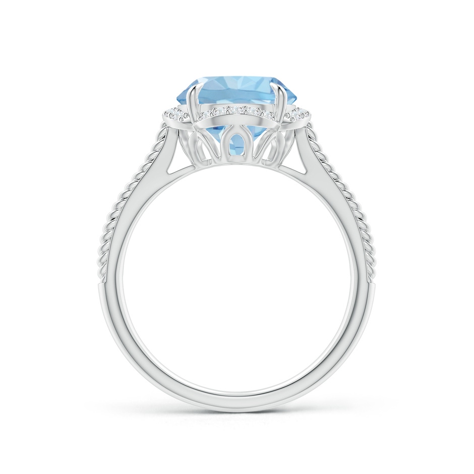 9mm AAA Round Aquamarine Rope Pattern Split Shank Cocktail Ring in White Gold side 1