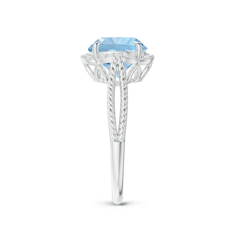 9mm AAA Round Aquamarine Rope Pattern Split Shank Cocktail Ring in White Gold side 2