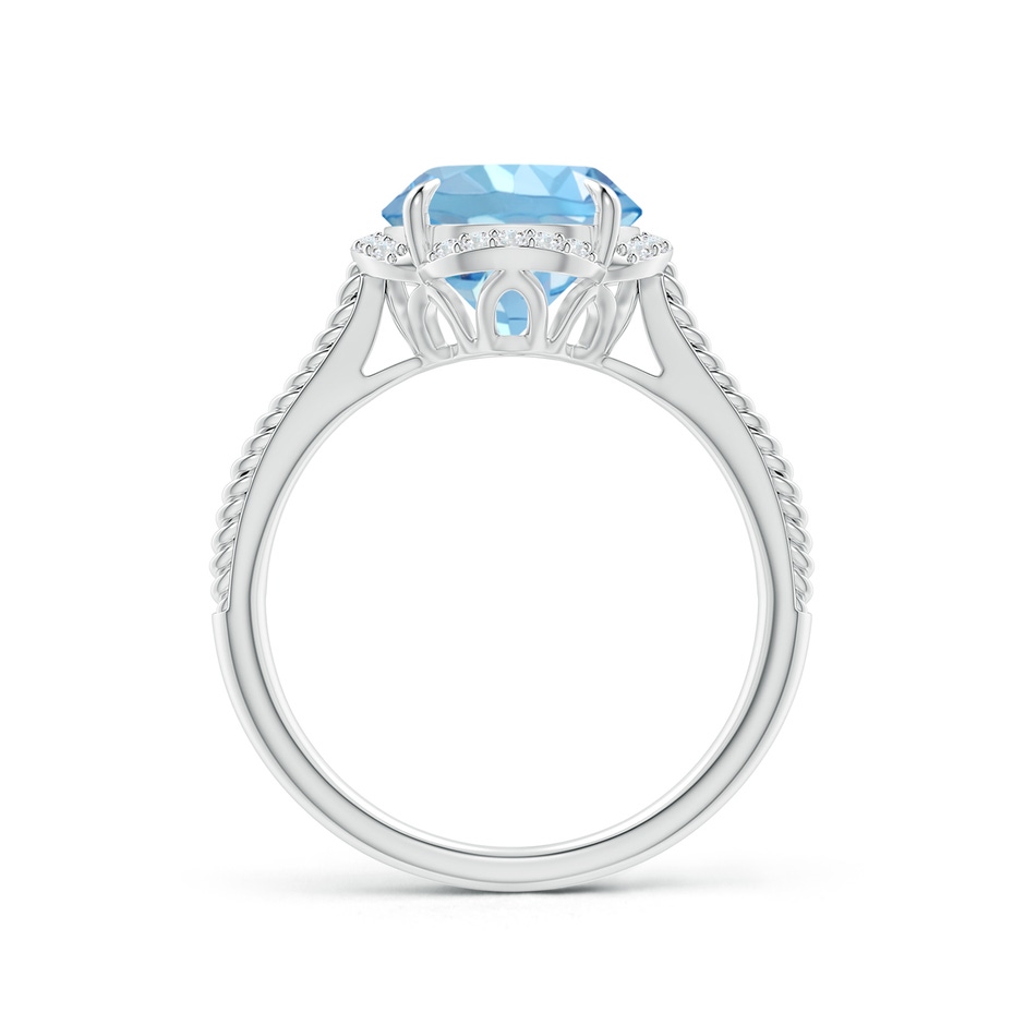 9mm AAAA Round Aquamarine Rope Pattern Split Shank Cocktail Ring in P950 Platinum side 1